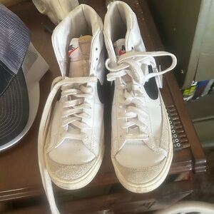Nike White and Black High-Top Sneakers